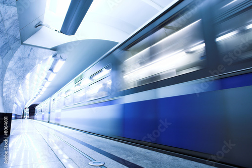 Blue fast train stay at platform