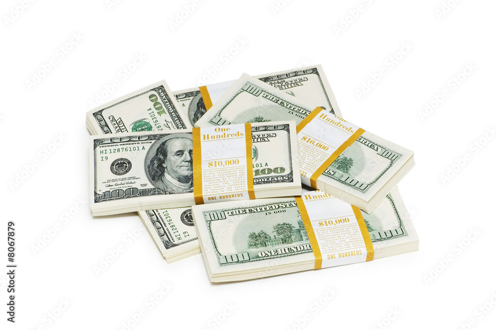 Ten thousand dollar packs isolated on the white Ten thousand dollar packs isolated on the white