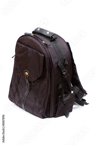 Black backpack isolated on the white background