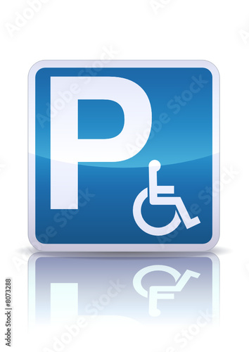 Panneau parking handicapé (reflet métal)