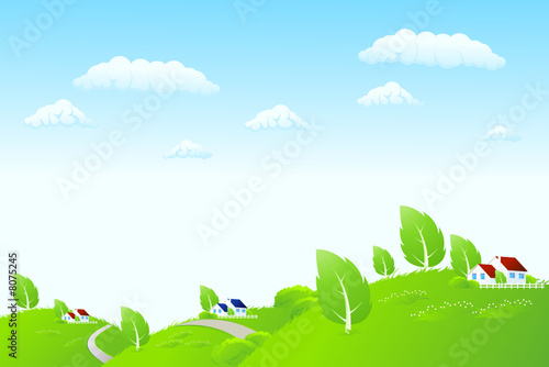 Nature landscape with houses