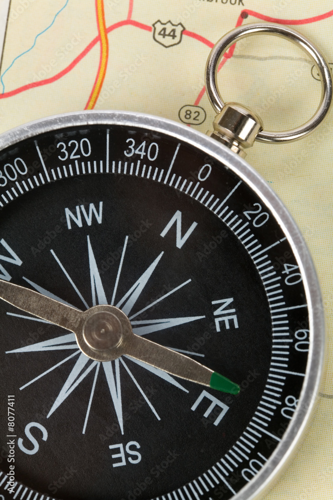 Fototapeta premium Compass and map