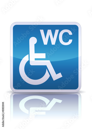 Panneau WC pour handicapés (reflet métal)