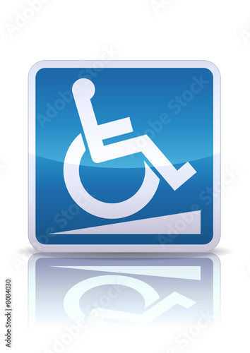 Panneau rampe d'accès pour handicapés (reflet métal)