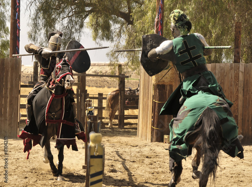 Two Knights Jousting