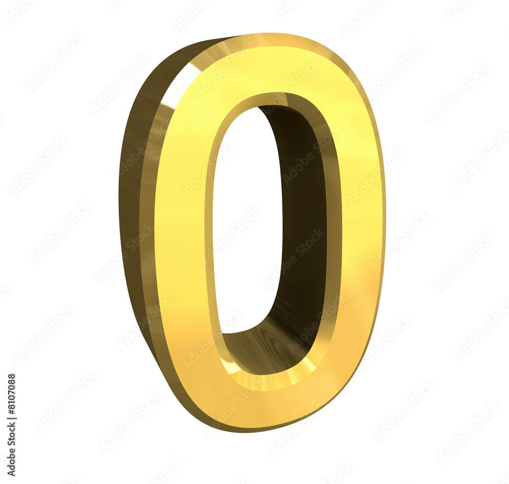 3d number 0 in gold 3d number 0 in gold