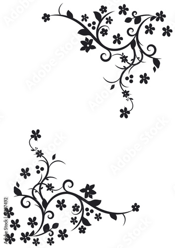 vector corner with ringlets and flower