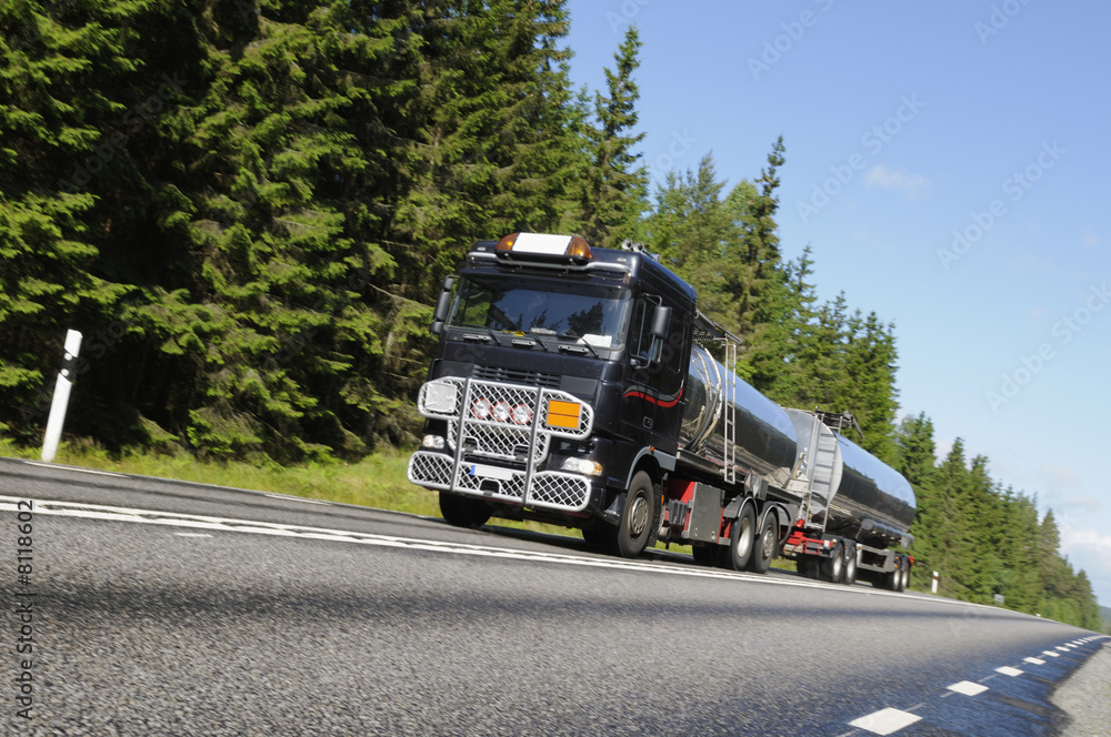 fuel delivery truck on country road