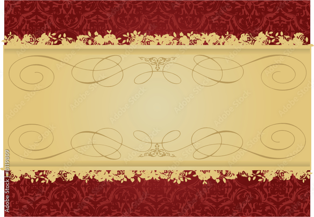 Vintage Red and Gold decorative banner vector illustration