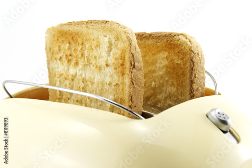 toaster with toast isolated on white background
