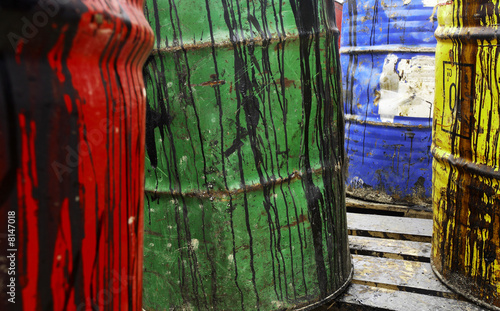 Colorful oil barrels