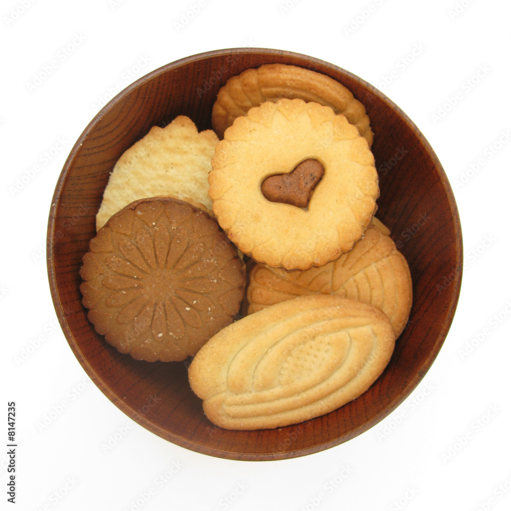 Biscuits cookies in wooden dish