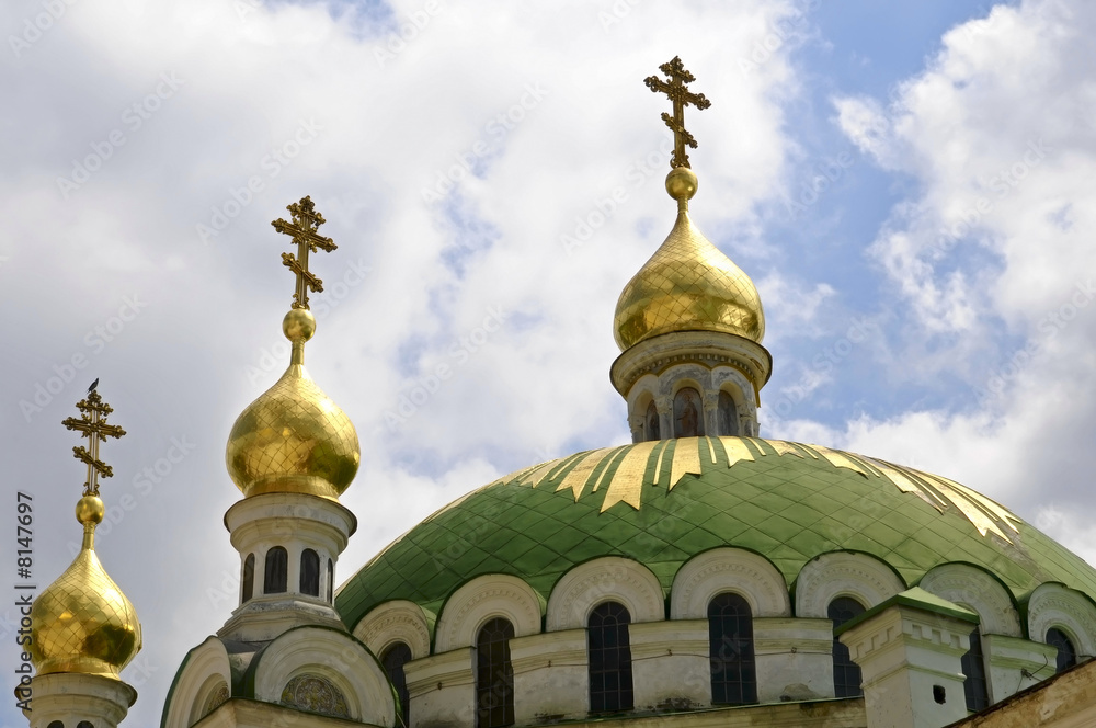 Domes of the church in Kiev Pechersk Lavra - monastery in Kiev,