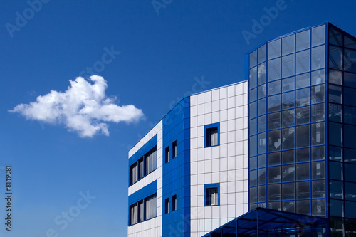 Blue and white modern building