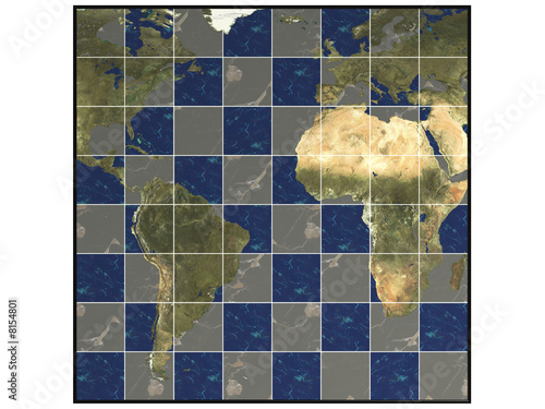 Blank, geographic chess board