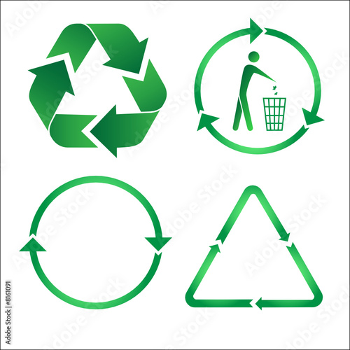 Recycle icons. Green and white.