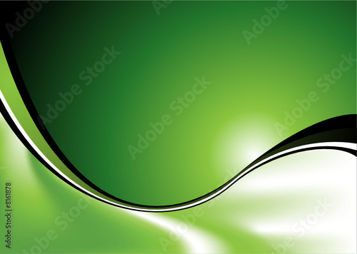 Abstract green background with flowing lines and copy space