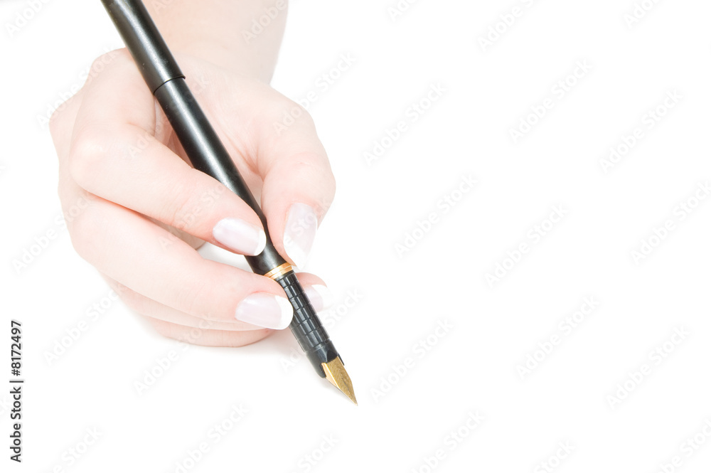 pen and hand on white pen and hand on white