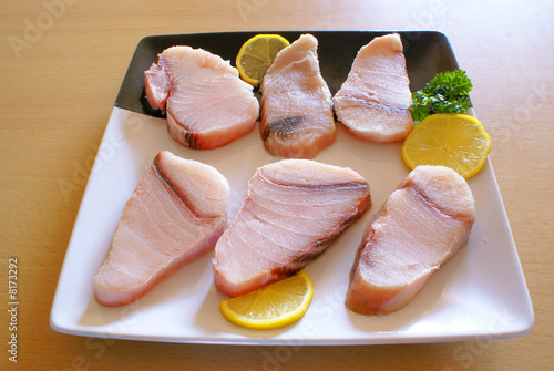 Raw shark meat fillets