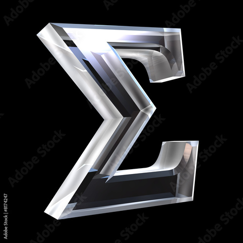 Sigma symbol in glass (3d)
