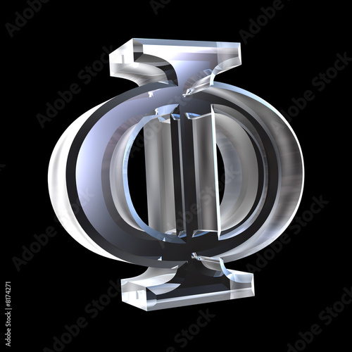 phi symbol in glass (3d) photo