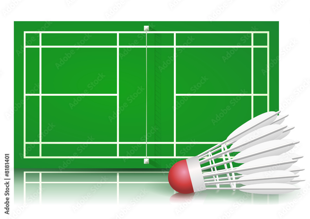 Terrain de badminton sur surface dure et son volant (paysage) Stock Vector  | Adobe Stock