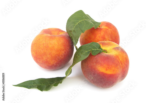 Peaches three with leaves