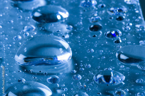 Water drops on a glass surface