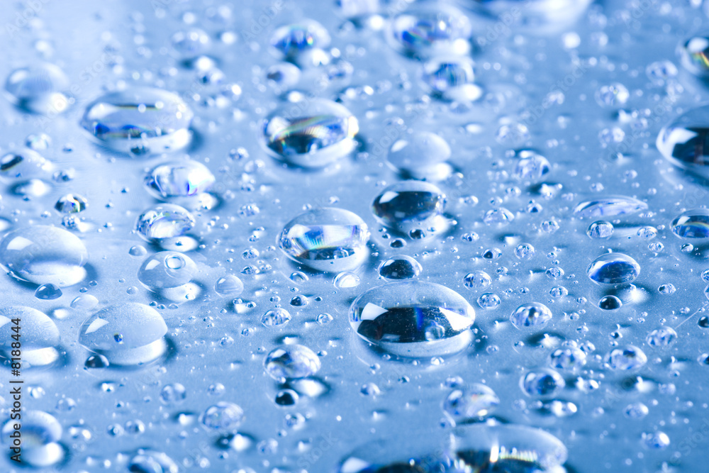 Water drops on a glass surface Water drops on a glass surface