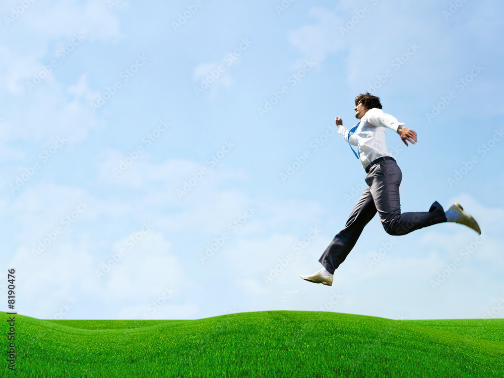 Jumping businessman