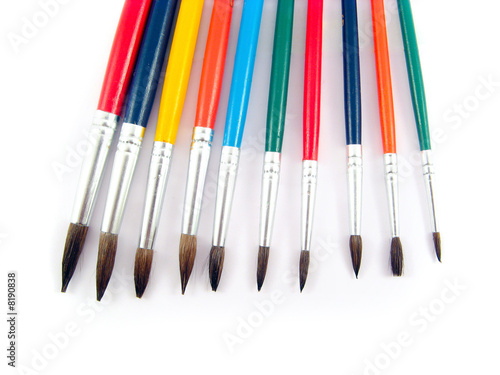 color brushes painting art set isolated on white background