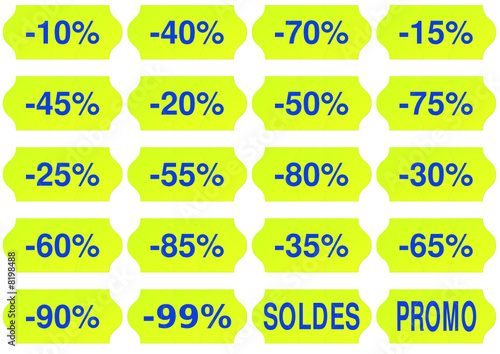 Etiquettes jaune fluo des réductions (détouré)
