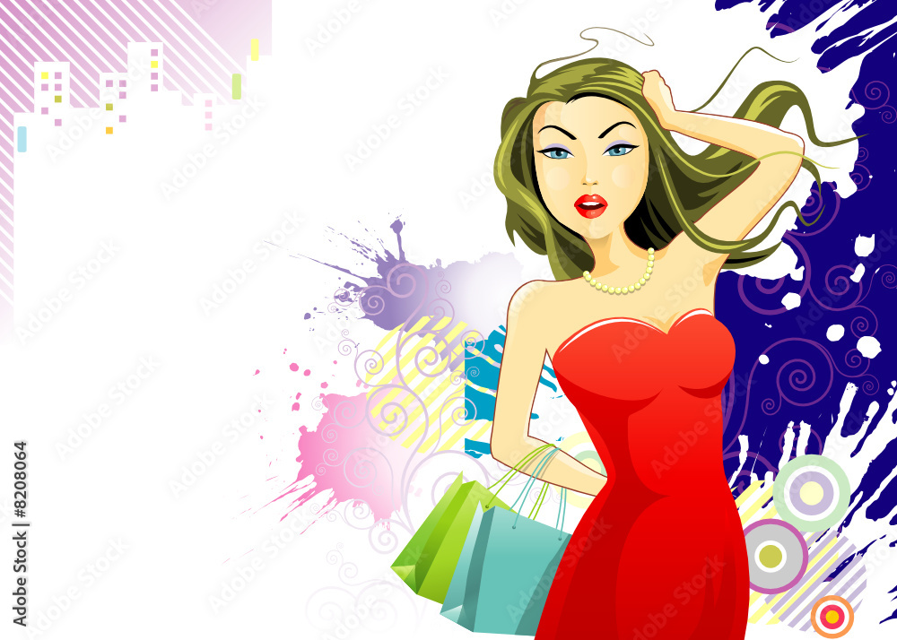 Modern Shopping Girl , vector illustration layers file. Modern Shopping Girl , vector illustration layers file.