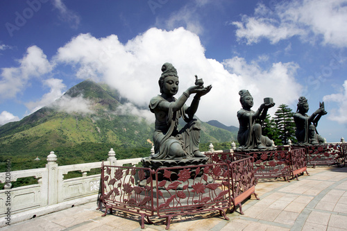 Canvas Print Buddhist statues, Po Lin Monastery, Hong Kong