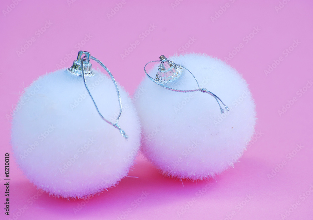 white fluffy baubles