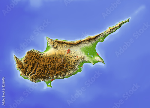 Shaded relief map of Cyprus