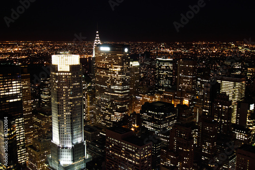 Manhattan skyscrapers at night