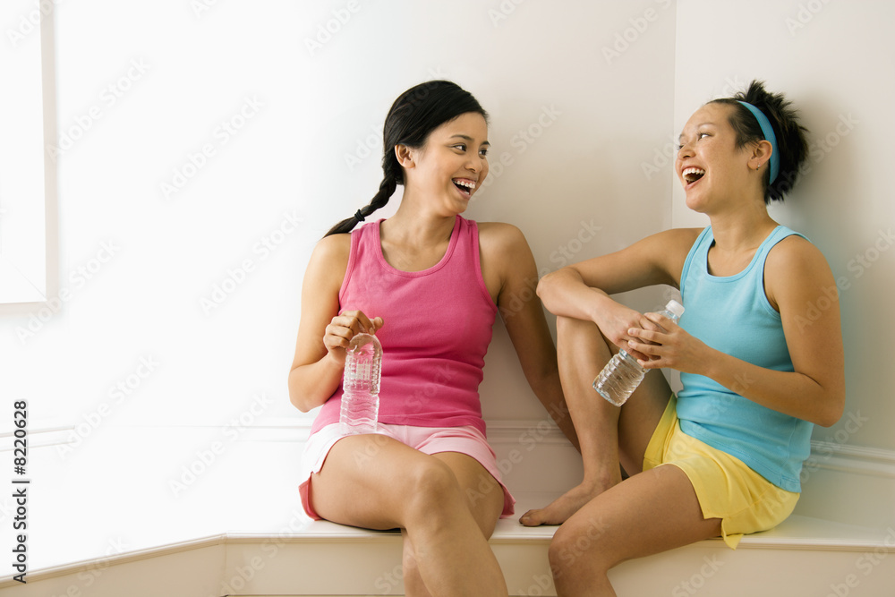 Fitness friends laughing Fitness friends laughing