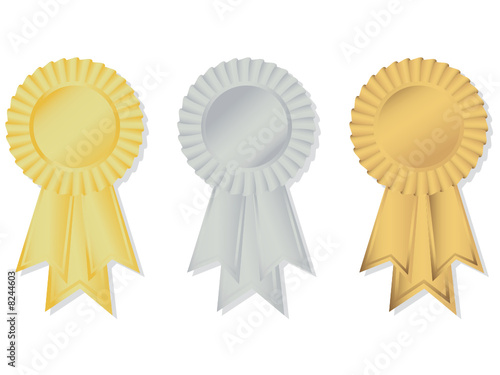 Gold silver and bronze rosettes