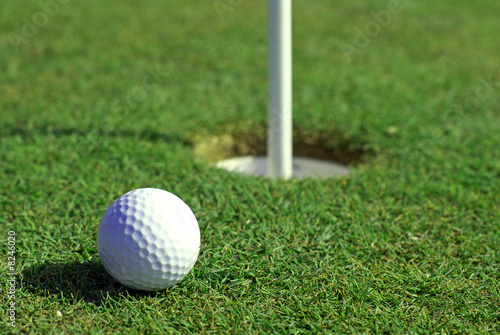 Golfball in front of the hole