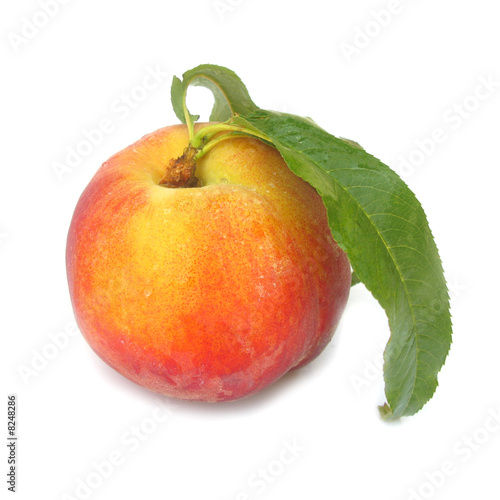 Nectarine peach with leaf 