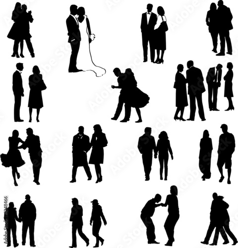 couples silhouettes - collection of vector illustrations
