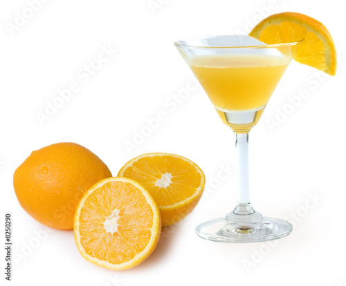 Fresh oranges juice isolated on white
