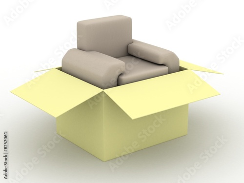 leather armchair in a packi...