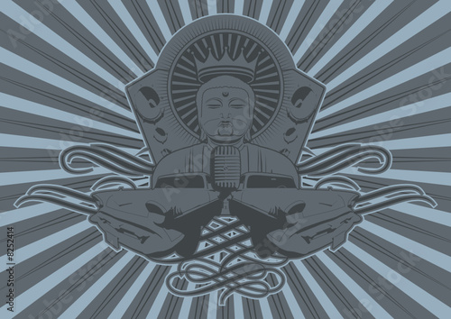 Funky, playful illustration of King Buddha.