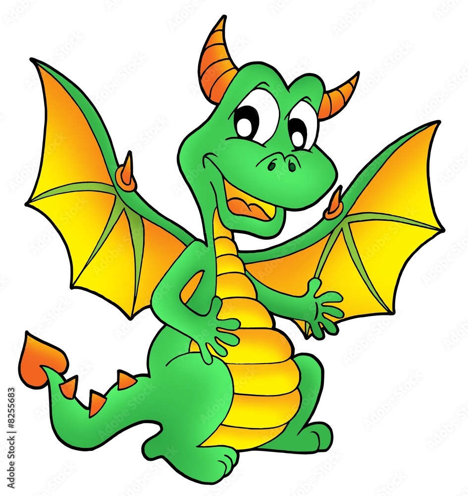 Obraz premium Cute green dragon