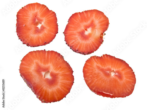 Four Isolated strawberry slices