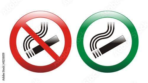 No smokins and smoking area signs
