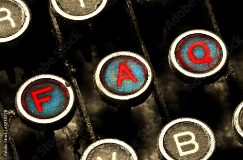 close up on typewriter faq keys