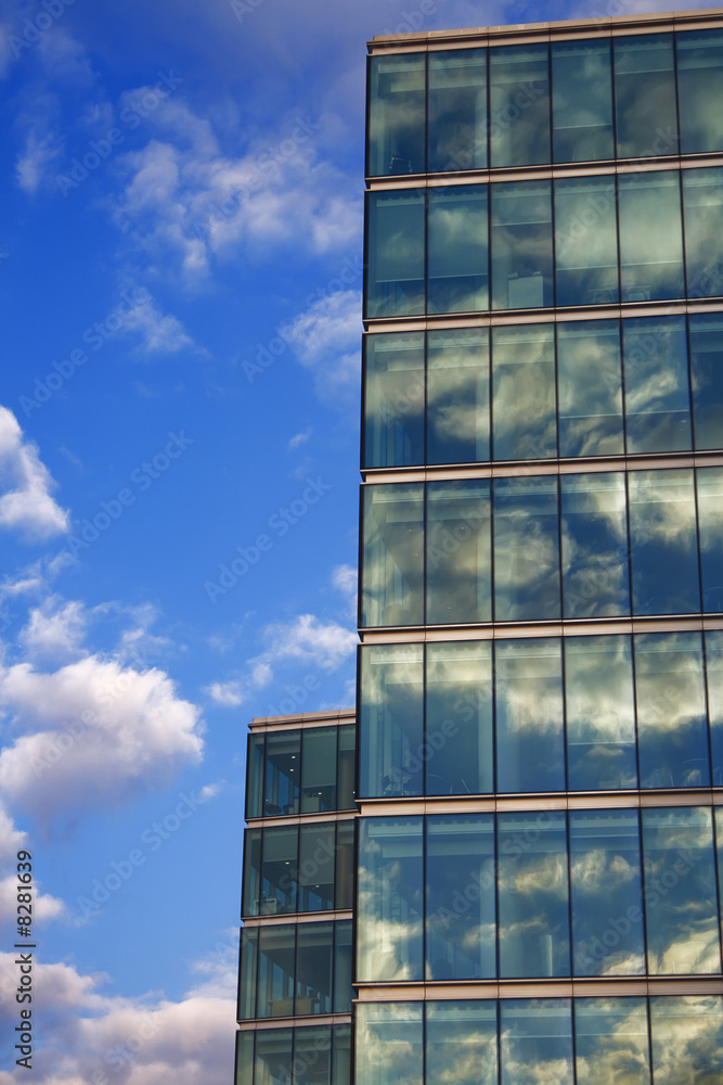 blue sky reflection on glass modern Corporate building blue sky reflection on glass modern Corporate building